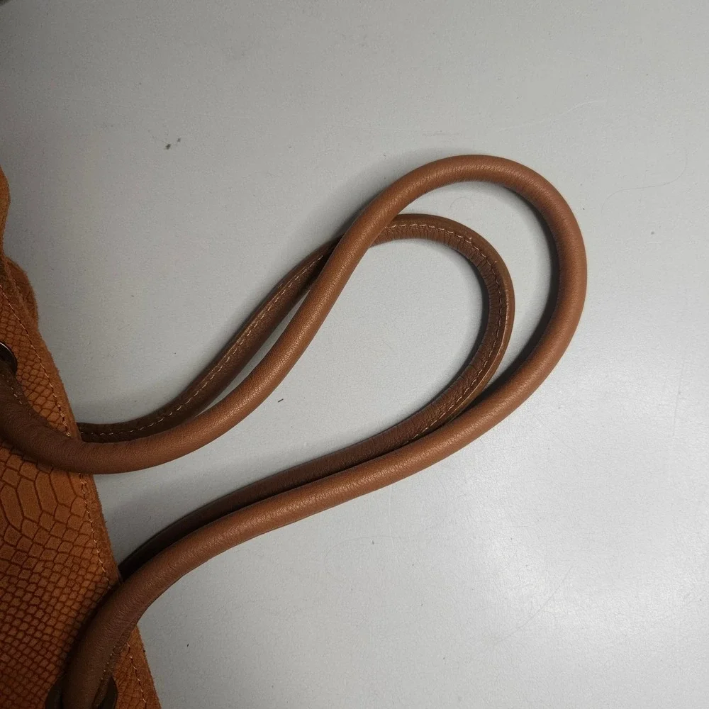 Sundance Orange Snakeskin Embossed‎ Leather Shoulder Bag Made in Italy Boho Hobo
